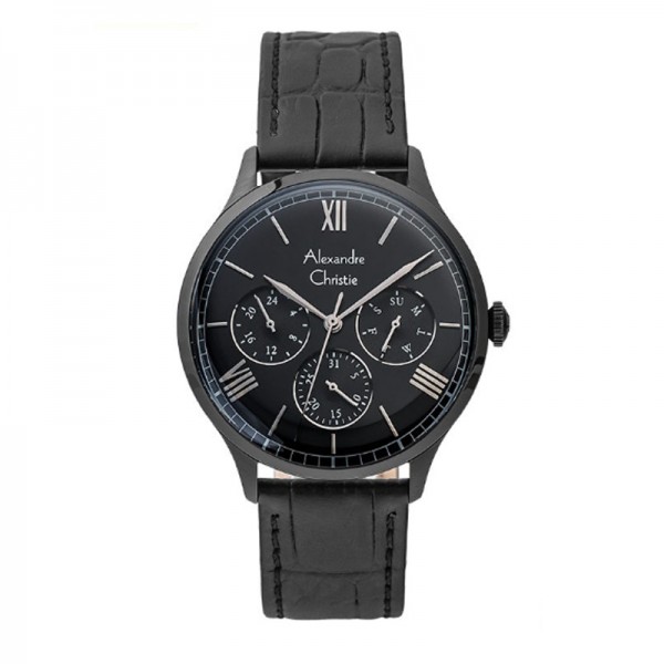 Alexandre Christie AC 6568 Full Black Leather MFLIPBA